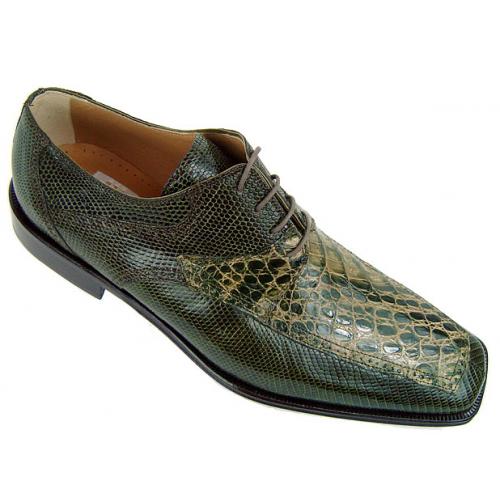 David Eden  "Algona" Green Genuine Crocodile/Lizard Shoes